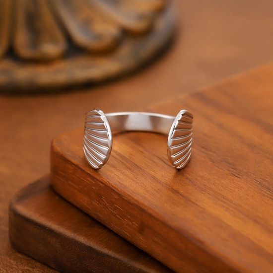 Image de 1 Piece Eco-friendly Dainty Stylish Silver Tone 201 Stainless Steel Open Hollow Rings For Women Gift 20mm(US Size 10.25)