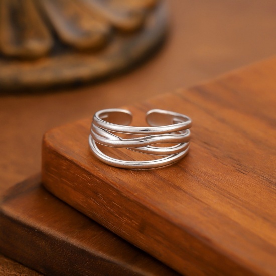 Image de 1 Piece Eco-friendly Dainty Stylish Silver Tone 201 Stainless Steel Open Hollow Rings For Women Gift 20mm(US Size 10.25)