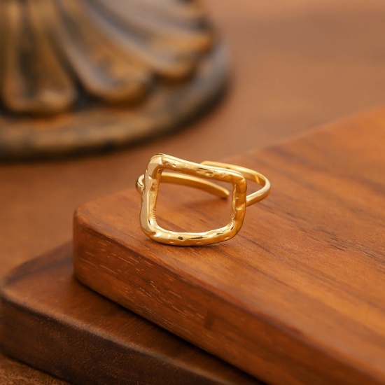 Image de 1 Piece Eco-friendly Dainty Stylish 18K Gold Plated 201 Stainless Steel Open Hollow Rings For Women Gift 20mm(US Size 10.25)