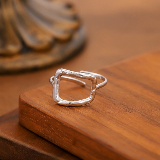 Image de 1 Piece Eco-friendly Dainty Stylish Silver Tone 201 Stainless Steel Open Hollow Rings For Women Gift 20mm(US Size 10.25)