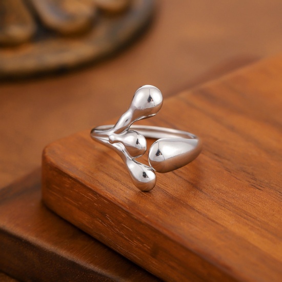 Image de 1 Piece Eco-friendly Dainty Stylish Silver Tone 201 Stainless Steel Open Hollow Rings For Women Gift 20mm(US Size 10.25)