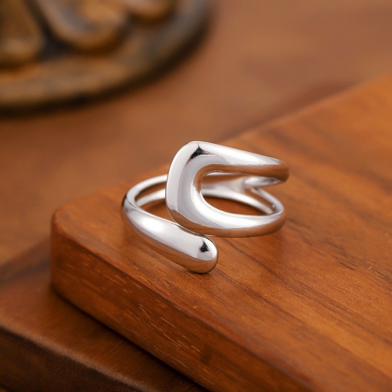 Image de 1 Piece Eco-friendly Dainty Stylish Silver Tone 201 Stainless Steel Open Hollow Rings For Women Gift 20mm(US Size 10.25)