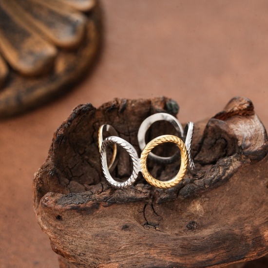 Image de 1 Piece Eco-friendly Dainty Stylish 18K Gold Plated 201 Stainless Steel Open Circle Ring Two Tone Rings For Women Gift 20mm(US Size 10.25)