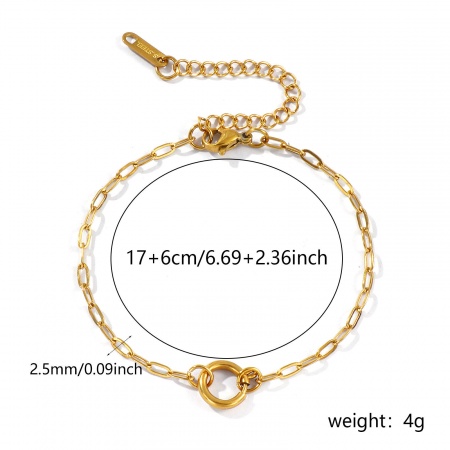 Immagine di All'Ingrosso Con Chiusura A Molla Catena a Graffetta Bracciale Porta Ciondoli, 18K Vero Oro Placcato 304 Acciaio Inossidabile, Unisex Placcatura Sottovuoto PVD Ecologica Impermeabile Anti-Ossidante Ipoallergenico Semplice Minimalista Regalo Fornitura di Gioielli 17cm Lunghezza, 1 Pz