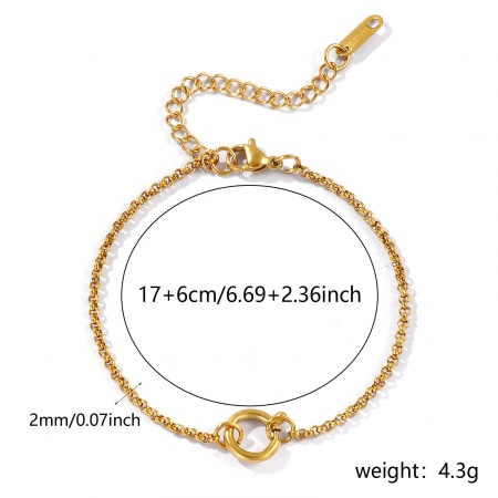 Immagine di All'Ingrosso Con Chiusura A Molla Rollo Catena Bracciale Porta Ciondoli, 18K Vero Oro Placcato 304 Acciaio Inossidabile, Unisex Placcatura Sottovuoto PVD Ecologica Impermeabile Anti-Ossidante Ipoallergenico Semplice Minimalista Regalo Fornitura di Gioielli 17cm Lunghezza, 1 Pz