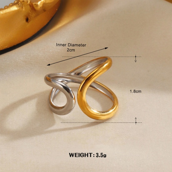Изображение 1 Piece Stylish Exquisite 304 Stainless Steel Open Two Tone Rings For Women Gift 20mm(US Size 10.25)