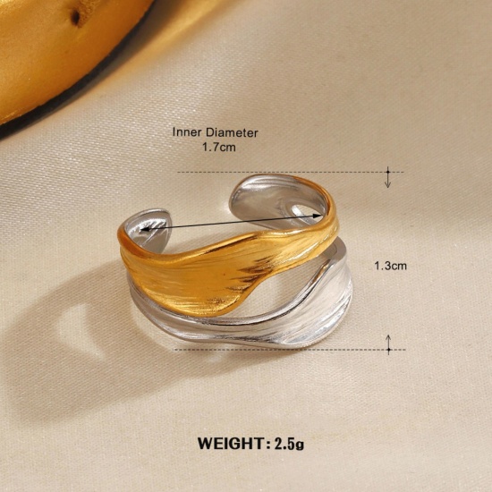 Изображение 1 Piece Stylish Exquisite 304 Stainless Steel Open Two Tone Rings For Women Gift 16.9mm(US Size 6.5)