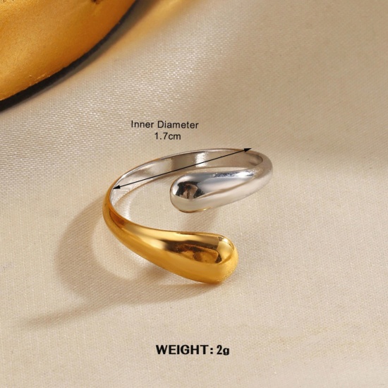 Изображение 1 Piece Stylish Exquisite 304 Stainless Steel Open Two Tone Rings For Women Gift 16.9mm(US Size 6.5)