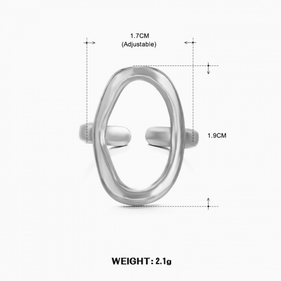 Изображение 1 Piece Vacuum Plating Stylish Exquisite Silver Tone 304 Stainless Steel Open Rings For Women Gift 16.9mm(US Size 6.5)