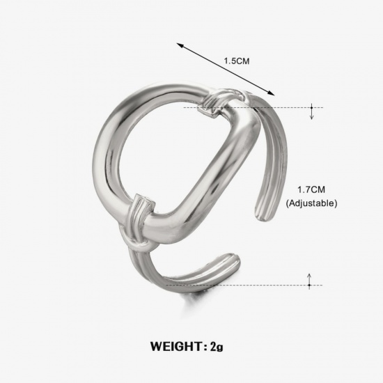 Изображение 1 Piece Vacuum Plating Stylish Exquisite Silver Tone 304 Stainless Steel Open Rings For Women Gift 16.9mm(US Size 6.5)