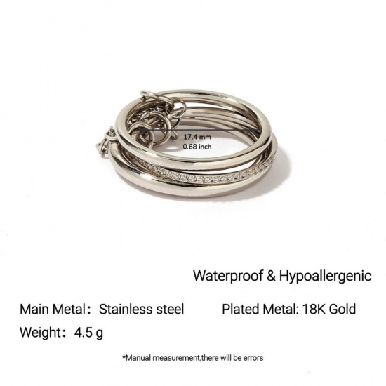 Изображение 1 Piece Eco-friendly PVD Vacuum Plating Stylish Exquisite Silver Tone 304 Stainless Steel Unadjustable Rings For Women Gift 17.3mm(US Size 7)