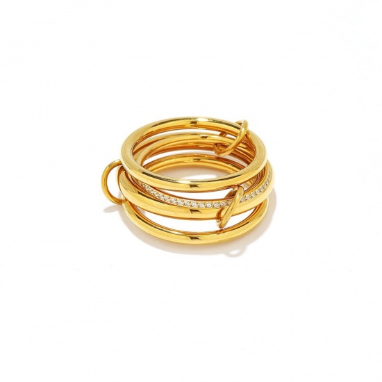 Изображение 1 Piece Eco-friendly PVD Vacuum Plating Stylish Exquisite 18K Gold Plated 304 Stainless Steel Unadjustable Rings For Women Gift 18.1mm(US Size 8)