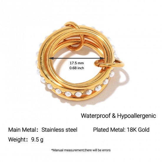 Изображение 1 Piece Eco-friendly PVD Vacuum Plating Stylish Exquisite 18K Gold Plated 304 Stainless Steel Unadjustable Rings For Women Gift 17.5mm(US size 7.25)