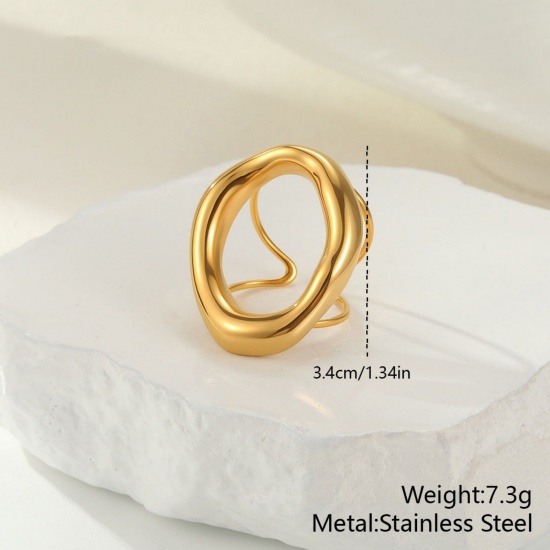 18K Gold Plated Rings, 304 Stainless Steel For Women, Exquisite Dainty Gift, Eco-friendly PVD Vacuum Plating, 1 Piece の画像