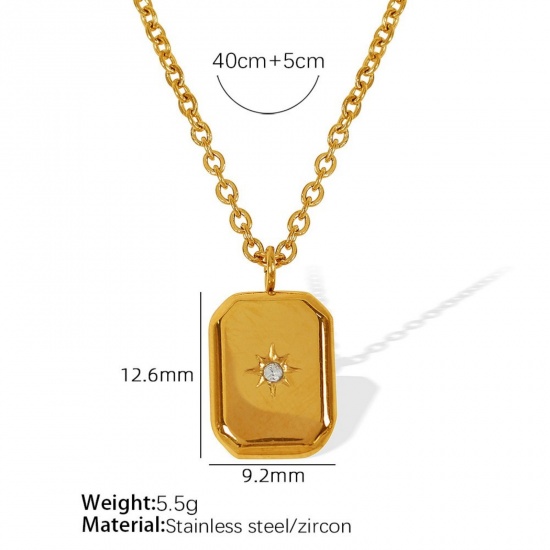 Изображение Gold Plated Pendant Charm Necklace, 304 Stainless Steel 40cm(15.7") + 5cm(2"), For Women, Star Galaxy Stylish Gift, Eco-friendly, 1 Piece