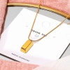 Picture of Gold Plated Brick Pendant Charm Necklace, 304 Stainless Steel 40cm(15.7") + 5cm(2"), For Women, Exquisite Stylish Gift, Eco-friendly, 1 Piece