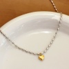 Изображение Gold Plated & Silver Tone Heart Pendant Charm Necklace, 304 Stainless Steel 40cm(15.7") + 5cm(2"), For Women, Valentine's Day Stylish Gift, Eco-friendly, 1 Piece
