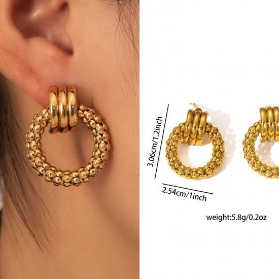 Immagine di 1 Pair Eco-friendly Stylish Exquisite 18K Gold Plated 304 Stainless Steel Ear Post Stud Earrings For Women Gift