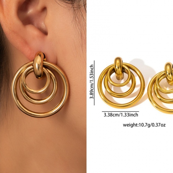 Immagine di 1 Pair Eco-friendly Stylish Exquisite 18K Gold Plated 304 Stainless Steel Ear Post Stud Earrings For Women Gift