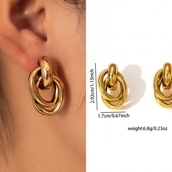 Immagine di 1 Pair Eco-friendly Stylish Exquisite 18K Gold Plated 304 Stainless Steel Ear Post Stud Earrings For Women Gift