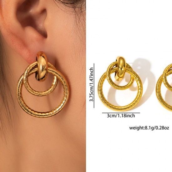 Immagine di 1 Pair Eco-friendly Stylish Exquisite 18K Gold Plated 304 Stainless Steel Ear Post Stud Earrings For Women Gift