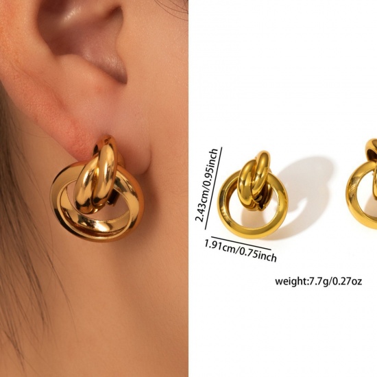 Immagine di 1 Pair Eco-friendly Stylish Exquisite 18K Gold Plated 304 Stainless Steel Ear Post Stud Earrings For Women Gift