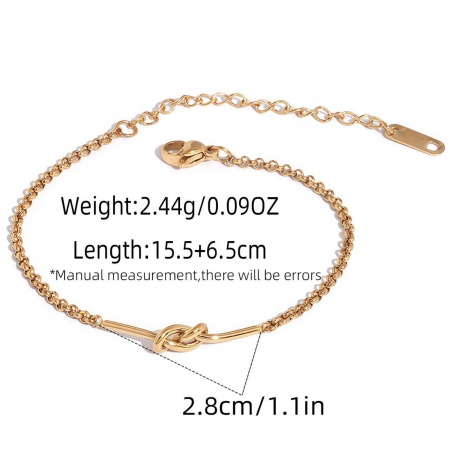 Immagine di 304 Acciaio Inossidabile Braccialetti All'Ingrosso, Placcato Oro 18K Placcatura Sottovuoto, Donne Squisito Elegante Regalo Fornitura di Gioielli, 15.5cm Lunghezza, 1 Pz