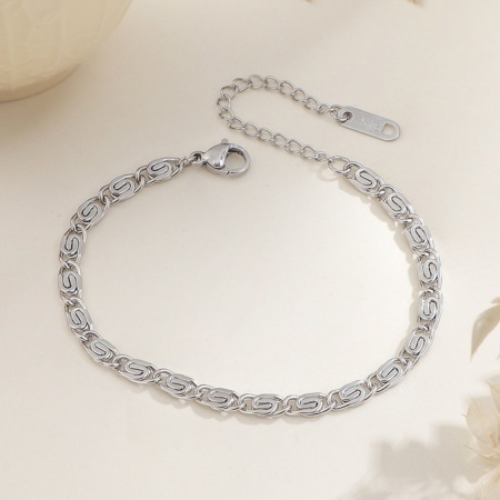 Immagine di Braccialetti All'Ingrosso, Catena a Spirale Tono Argento 304 Acciaio Inossidabile, Unisex Squisito Retrò Regalo Gioielli Per Rivenditore, 16cm + 5cm Lunghezza, 1 Pz