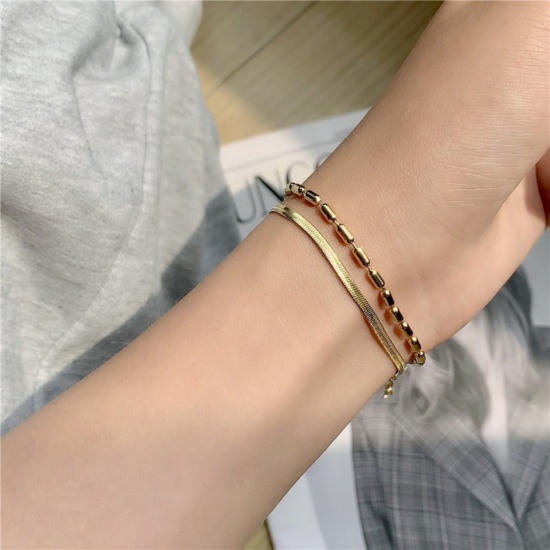 Изображение 1 Piece Vacuum Plating Stylish Exquisite 18K Gold Plated 304 Stainless Steel Bracelets For Women Gift 16cm(6.3") long