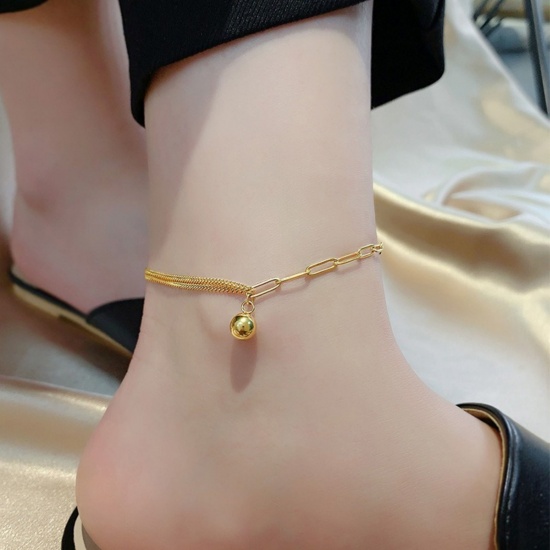 Bild von 18K Gold Plated Anklet, 304 Stainless Steel 21cm(8.3") + 5cm(2"), For Women, Exquisite Stylish Gift, Vacuum Plating, 1 Piece