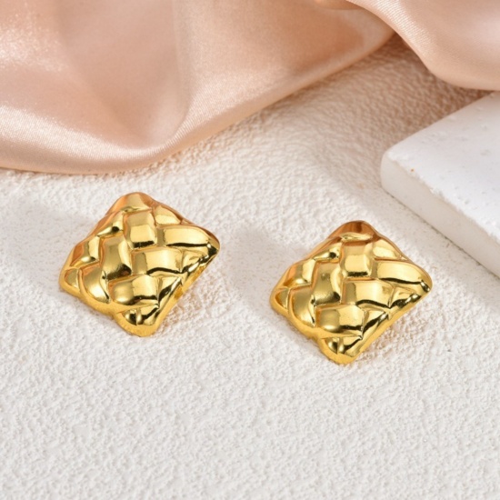 Imagen de 1 Pair Eco-friendly Stylish Exquisite 18K Gold Plated 304 Stainless Steel Ear Post Stud Earrings For Women Gift