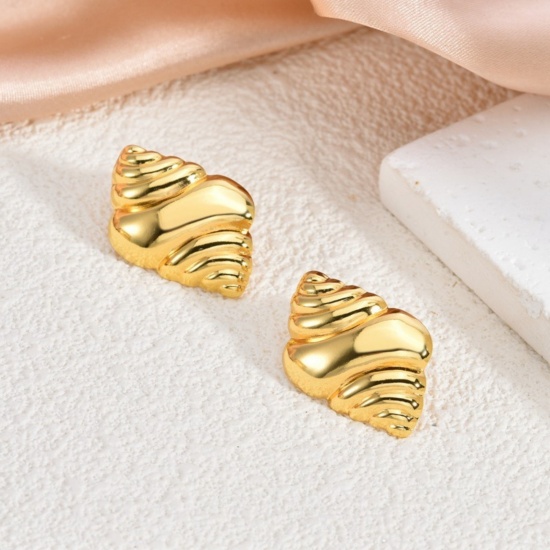 Изображение 1 Pair Eco-friendly Stylish Exquisite 18K Gold Plated 304 Stainless Steel Ear Post Stud Earrings For Women Gift