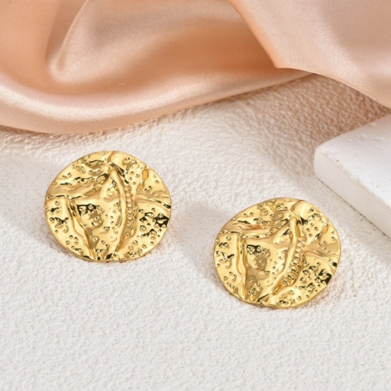 Изображение 1 Pair Eco-friendly Stylish Exquisite 18K Gold Plated 304 Stainless Steel Ear Post Stud Earrings For Women Gift