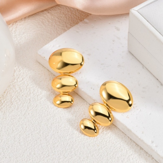 Imagen de 1 Pair Eco-friendly Stylish Exquisite 18K Gold Plated 304 Stainless Steel Ear Post Stud Earrings For Women Gift