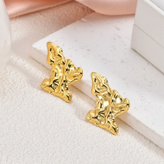 Изображение 1 Pair Eco-friendly Stylish Exquisite 18K Gold Plated 304 Stainless Steel Ear Post Stud Earrings For Women Gift