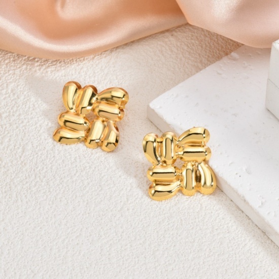 Imagen de 1 Pair Eco-friendly Stylish Exquisite 18K Gold Plated 304 Stainless Steel Ear Post Stud Earrings For Women Gift