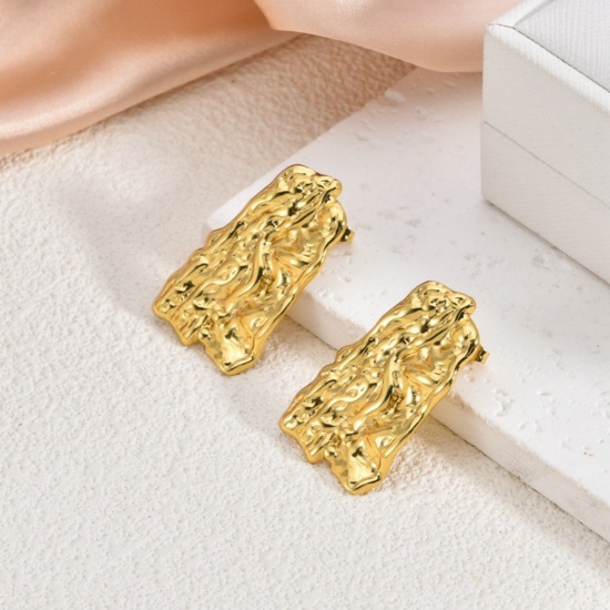 Изображение 1 Pair Eco-friendly Stylish Exquisite 18K Gold Plated 304 Stainless Steel Ear Post Stud Earrings For Women Gift