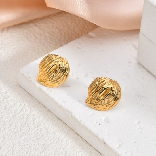 Изображение 1 Pair Eco-friendly Stylish Exquisite 18K Gold Plated 304 Stainless Steel Ear Post Stud Earrings For Women Gift