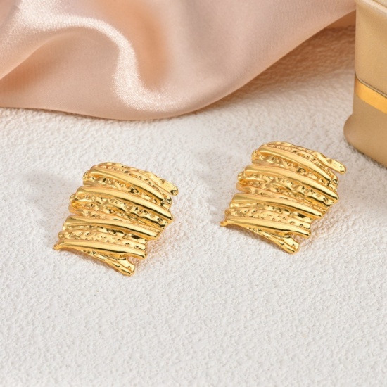 Изображение 1 Pair Eco-friendly Stylish Exquisite 18K Gold Plated 304 Stainless Steel Ear Post Stud Earrings For Women Gift