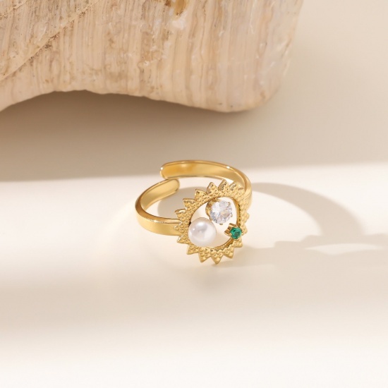 Изображение 1 Piece Eco-friendly Dainty Stylish 18K Gold Plated 304 Stainless Steel Open Adjustable Rings For Women Gift