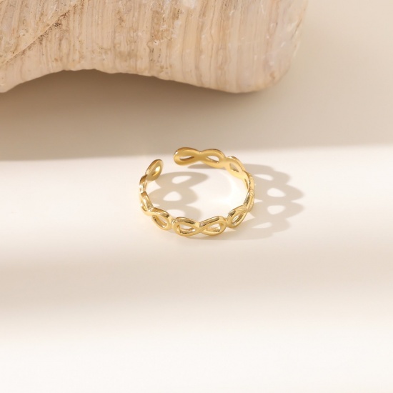 Изображение 1 Piece Eco-friendly Dainty Stylish 18K Gold Plated 304 Stainless Steel Open Adjustable Rings For Women Gift