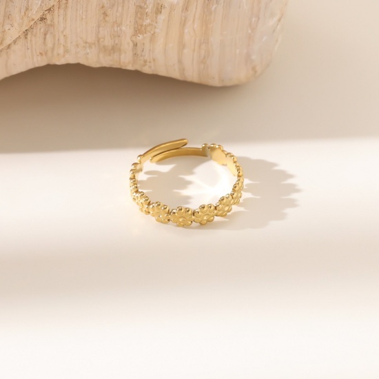 Изображение 1 Piece Eco-friendly Dainty Stylish 18K Gold Plated 304 Stainless Steel Open Adjustable Rings For Women Gift