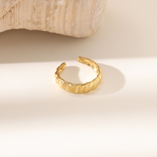 Изображение 1 Piece Eco-friendly Dainty Stylish 18K Gold Plated 304 Stainless Steel Open Adjustable Rings For Women Gift