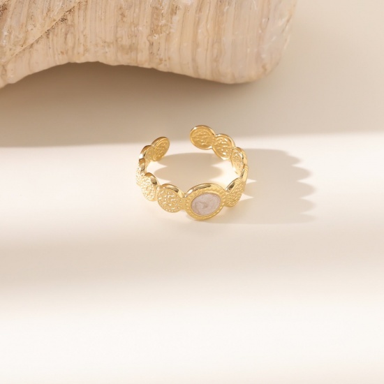 Изображение 1 Piece Eco-friendly Dainty Stylish 18K Gold Plated 304 Stainless Steel Open Adjustable Rings For Women Gift