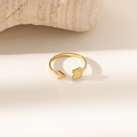 Изображение 1 Piece Eco-friendly Dainty Stylish 18K Gold Plated 304 Stainless Steel Open Adjustable Rings For Women Gift