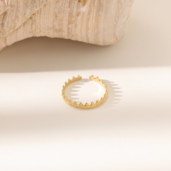 Изображение 1 Piece Eco-friendly Dainty Stylish 18K Gold Plated 304 Stainless Steel Open Adjustable Rings For Women Gift