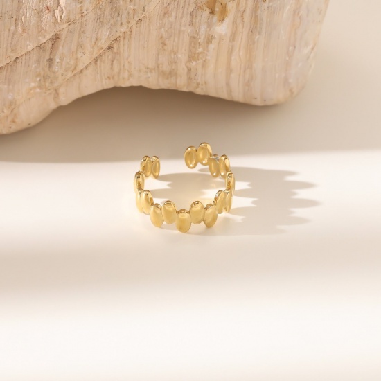 Изображение 1 Piece Eco-friendly Dainty Stylish 18K Gold Plated 304 Stainless Steel Open Adjustable Rings For Women Gift