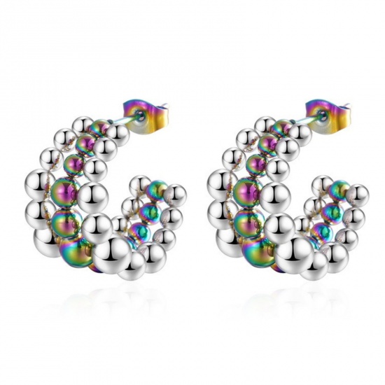 Изображение 1 Pair Stylish Exquisite Multicolor 304 Stainless Steel Hoop Earrings For Women Gift