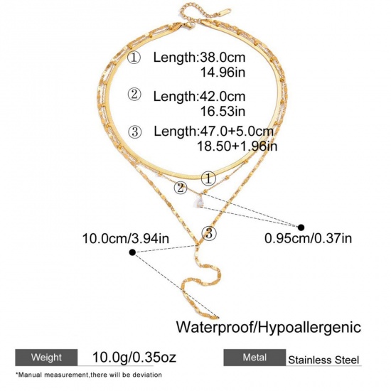 Picture of Wholesale Tassel Pendant Charm Necklace, 18K Real Gold Plated 304 Stainless Steel & Cubic Zirconia Women's Eco-friendly PVD Vacuum Plating Waterproof Anti-Tarnish Hypoallergenic Exquisite Stylish Gift Jewelry For Retailer, 47cm(18.5") + 5cm(2") long, 1 Piece