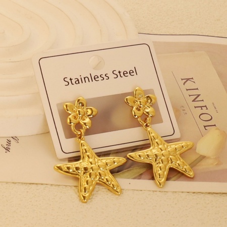 Picture of Wholesale Ocean Jewelry Stylish Ear Post Stud Earrings, Starfish 18K Gold Plated 304 Stainless Steel, Women's Eco-friendly Gift Jewelry Supply, 1 Pair
